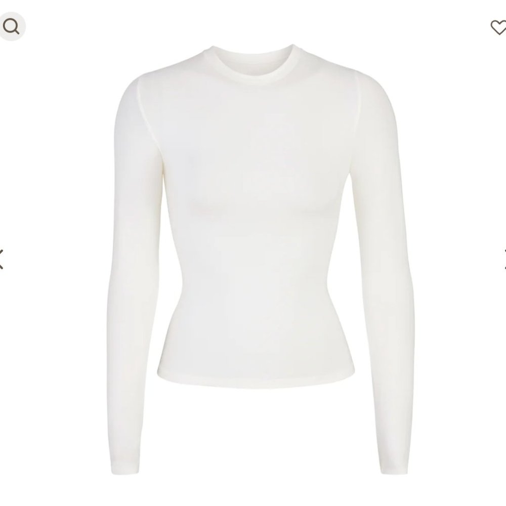 NWT Skims Cotton Jersey Long Sleeve T-Shirt | Size Small | Color Marble